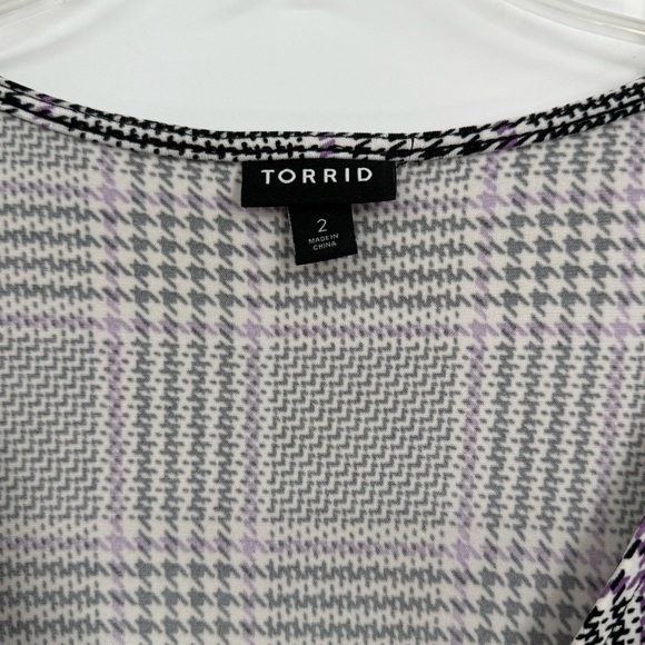 Torrid Plaid Dress Midi Faux Wrap Studio Knit Black Purple Plus Size 2X Women’s - Picture 7 of 13